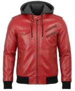Nancy Bomber Removable Women’s Hooded Leather Jacket