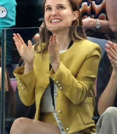 Natalie Portman Artistic Gymnastics Women Team Final Yellow Wool Coat