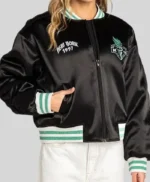 NY Liberty Black Satin Bomber Jacket