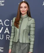 Film Festival 2026 Sophie Turner Green Leather Jacket