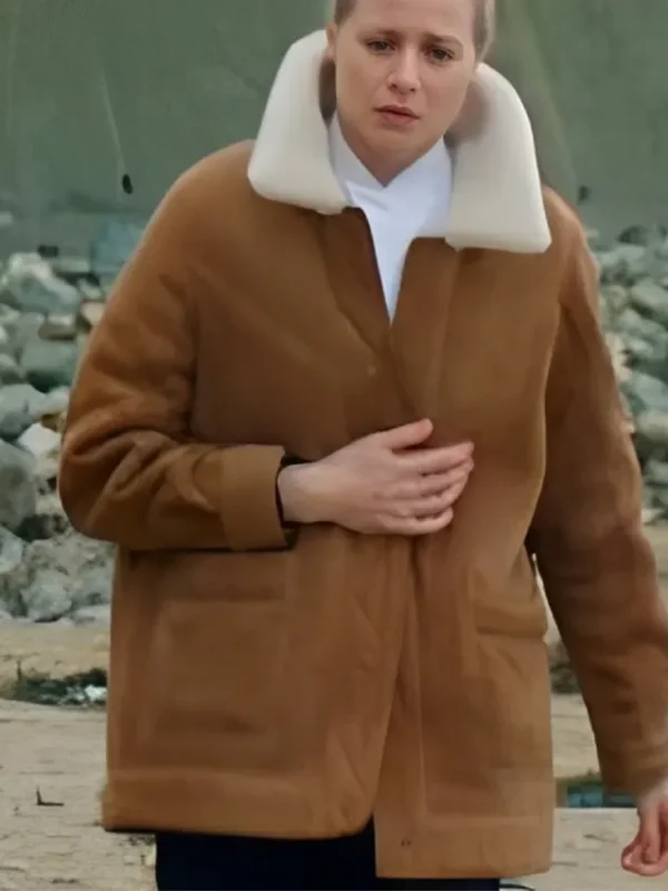Niamh Algar Playing Nice Brown Coat