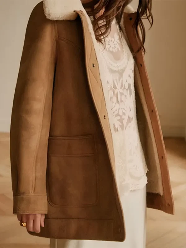 Niamh Algar Playing Nice Brown Coat