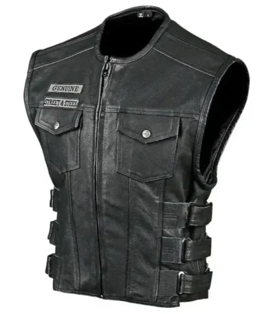 Dorm Street & Steel Anarchy Black Leather Vest