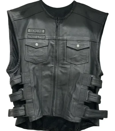 Dorm Street & Steel Anarchy Black Leather Vest