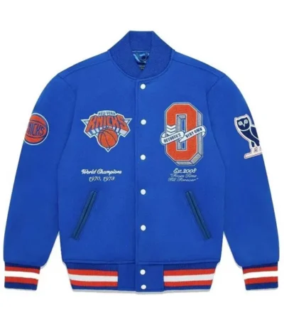 Ny Knicks Ovo Varsity Blue Wool Jacket
