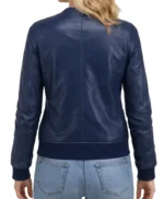 Patricia Blue Lambskin Leather Women’s Bomber Jacket