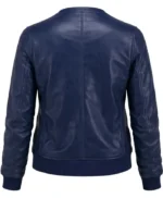 Patricia Blue Lambskin Leather Women’s Bomber Jacket