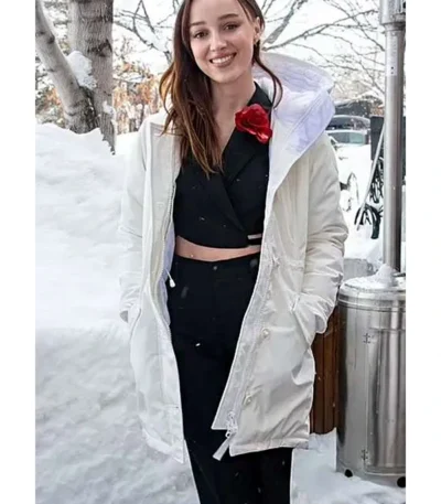Phoebe Dynevor Fair Play White Hooded Jacket
