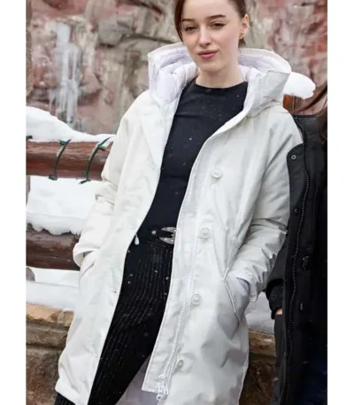 Phoebe Dynevor Fair Play White Hooded Jacket