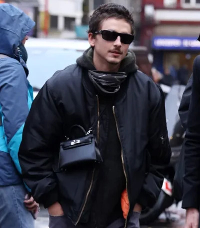 Prince Charles Cinema Timothee Chalamet Black Bomber Jacket