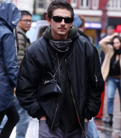 Prince Charles Cinema Timothee Chalamet Black Bomber Jacket