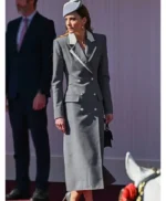State Visit Kate Middleton Grey Long Coat