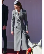 State Visit Kate Middleton Grey Long Coat