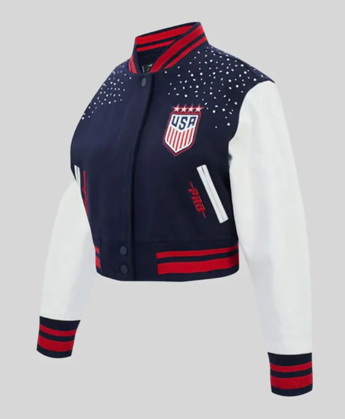 Pro Standard US Soccer WNT Legacy Cropped Varsity Jacket Pro Standard US Soccer WNT Legacy Cropped Varsity Jacket