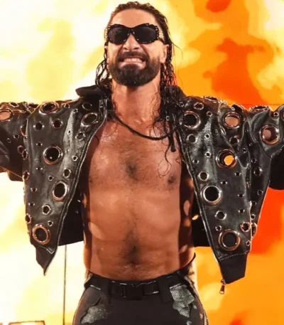 RAW 2026 Seth Rollins Grommets Leather Jacket