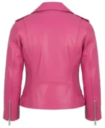 Rachael Slim Fit Sheepskin Pink Leather Biker Jacket