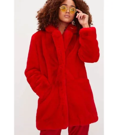 Red Fur Sherpa Coat