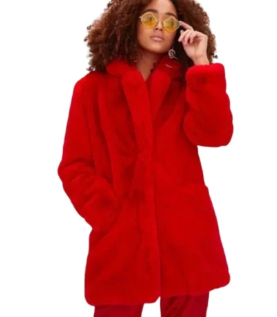 Red Fur Sherpa Coat