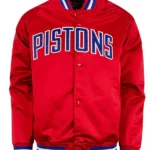 Red Lightweight Detroit Pistons Satin Jacket