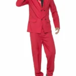 Red Pinstripe 1920s Fashion Four Button Double Breasted 2 Piece Suit