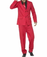 Red Pinstripe 1920s Fashion Four Button Double Breasted 2 Piece Suit