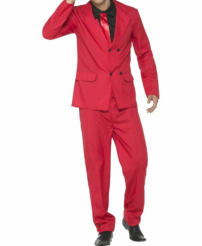 Red Pinstripe 1920s Fashion Four Button Double Breasted 2 Piece Suit Red Pinstripe 1920s Fashion Four Button Double Breasted 2 Piece Suit