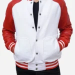 Red and White Varsity Letterman Jacket