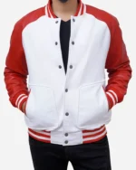 Red and White Varsity Letterman Jacket