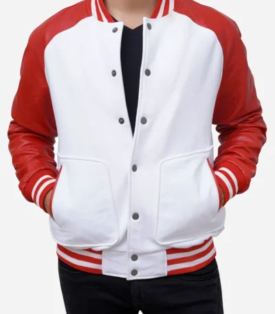 Red and White Varsity Letterman Jacket