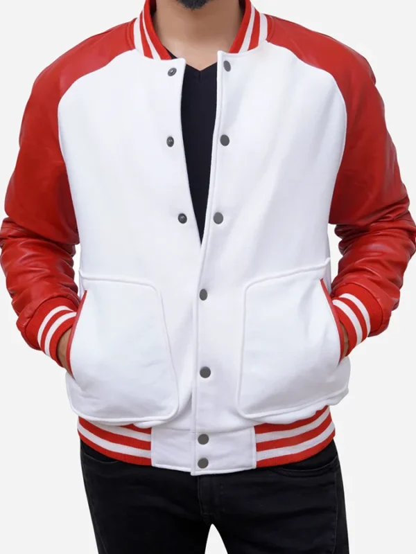 Red and White Varsity Letterman Jacket