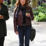 Reese Witherspoon The Morning Show Maroon Leather Jacket