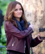 Reese Witherspoon The Morning Show Maroon Leather Jacket