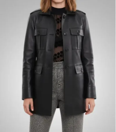 Robin Buckley Stranger Things S05 Black Leather Coat