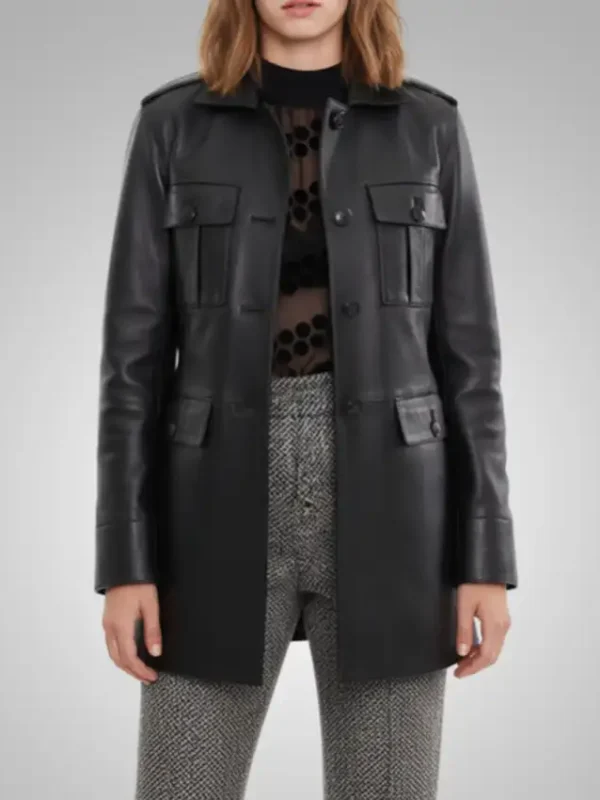 Robin Buckley Stranger Things S05 Black Leather Coat