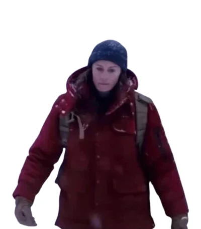 Robin Wright Land 2021 Edee Mathis Red Hooded Jacket