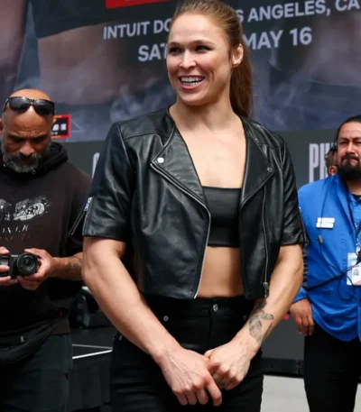 Ronda Rousey Cropped Leather Jacket