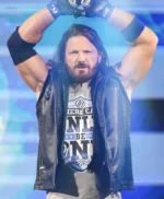 Royal Rumble 2026 AJ Styles Black Leather Vest
