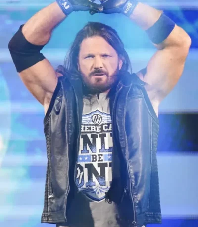 Royal Rumble 2026 AJ Styles Black Leather Vest
