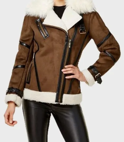 Sandra Brown Fur Real Leather Jacket