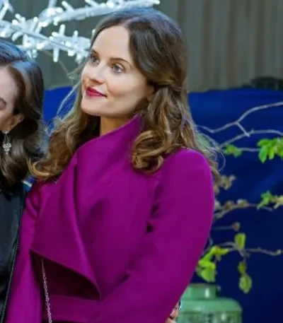Sarah Ramos Christmas in Notting Hill Purple Long Coat