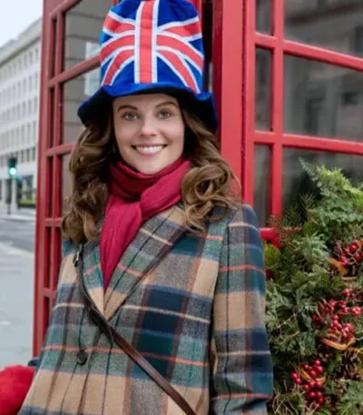 Sarah Ramos Christmas in Notting Hill Plaid Trench Coat