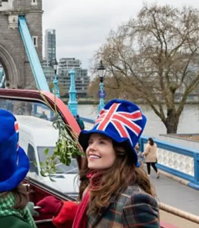 Sarah Ramos Christmas in Notting Hill Plaid Trench Coat