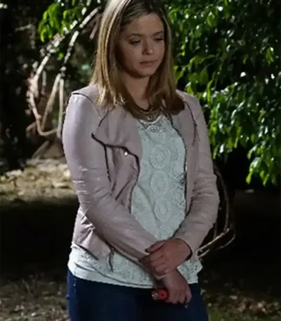 Sasha Pieterse Pretty Little Liars Pink Leather Jacket