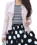Sasha Pieterse Pretty Little Liars Pink Leather Jacket