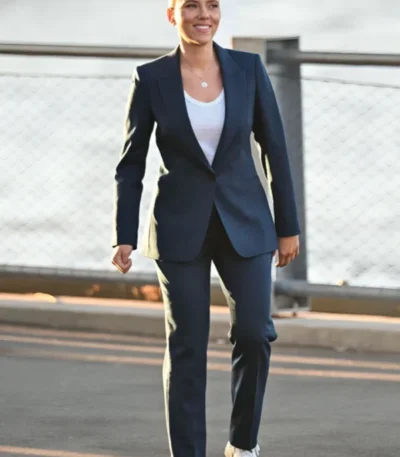 Scarlett Johansson Jurassic World Rebirth Blue Suit