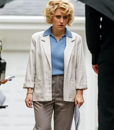 Scarlett Johansson Paper Tiger White Blazer