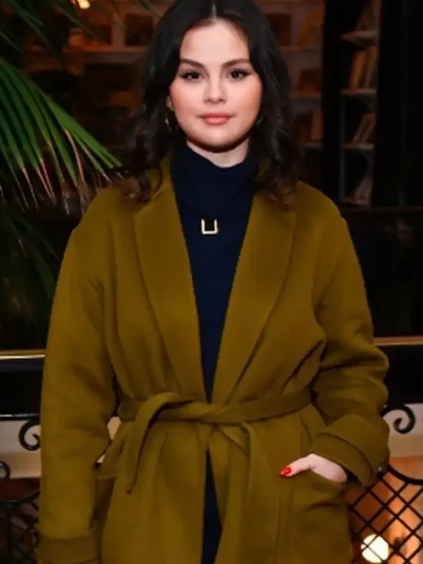 My Mind & Me 2022 Selena Gomez Wrap Olive Green Coat