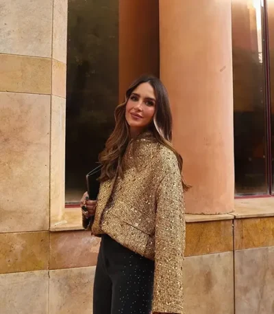 Sequin Gold O Neck Jacket