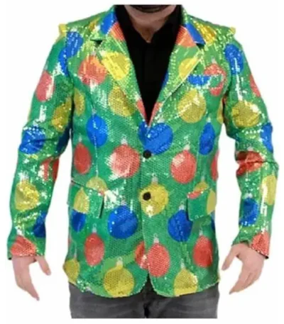 Sequin Ornaments Ugly Green Blazer