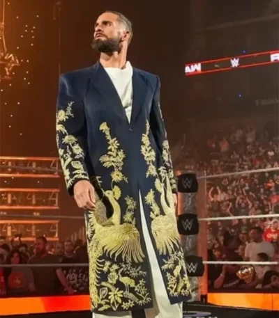 Seth Rollins WWE RAW Golden Peacock Coat